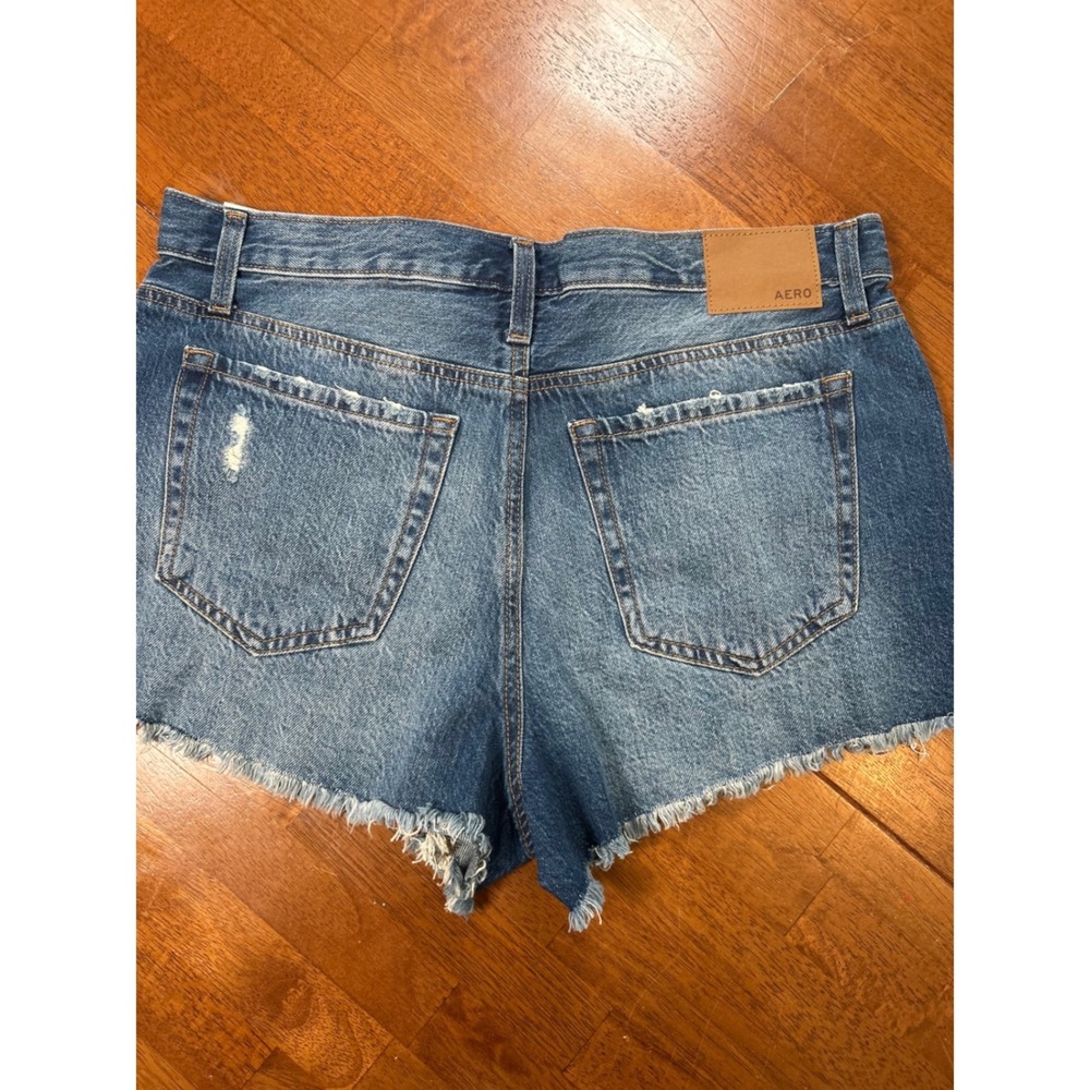 New Aeropostale Denim Shorts Womens 12 Blue Distressed Vintage High Rise Shorty - Picture 8 of 11